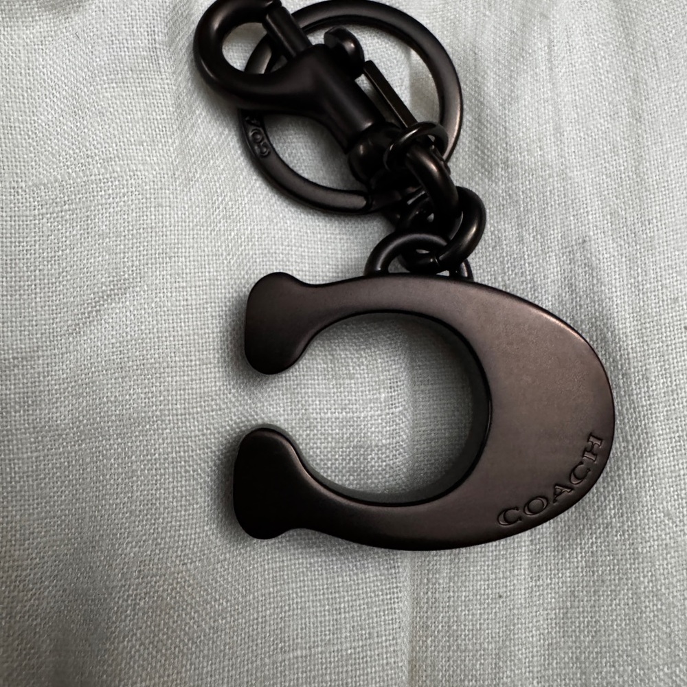 Coach Black Keychain with Green Letter C - Picture 2 of 2